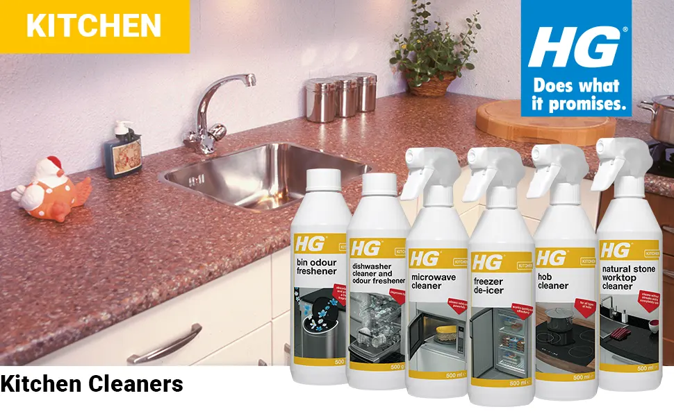 HG Natural Stone Kitchen Worktop Cleaner Quartz Worktop Cleaner Granite Worktop Cleaner & Marble Cleaner Gentle Kitchen Cleaner & Kitchen Degreaser Spray - 500ml Single - product information 1
