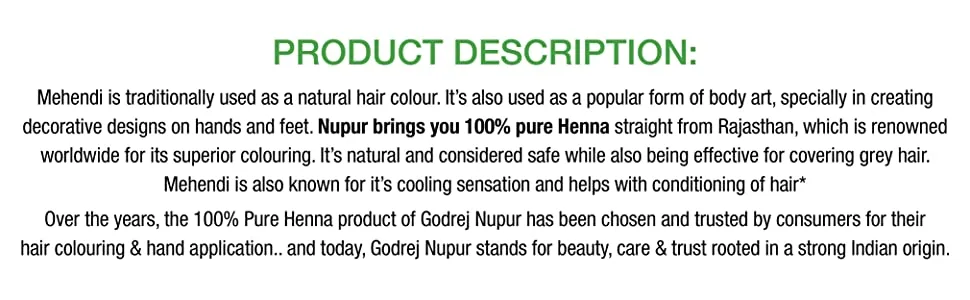 Godrej Nupur Mehendi Powder Herbs Blend 120-Gram - product information 3