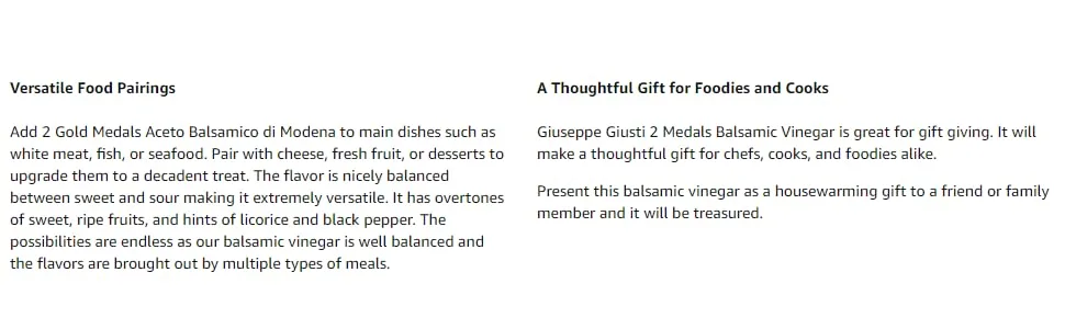 Giusti - Balsamic Vinegar of Modena IGP - 2 Gold Medals - 250ml Cubica - product information 5