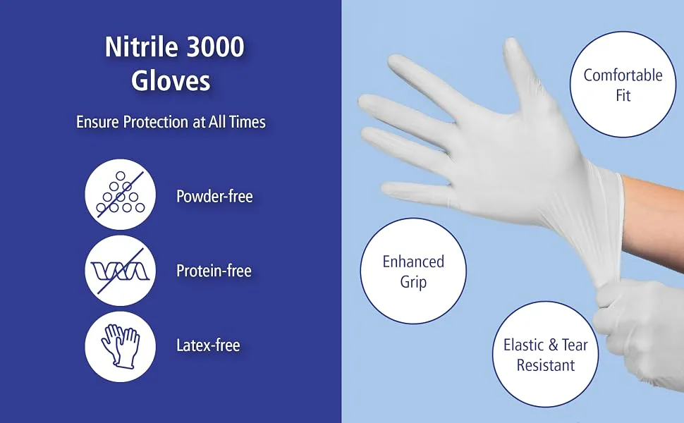 Nitrile 3000 Examination glove in pure Nitrile white powderfree Medium (7-75) - Meditrade