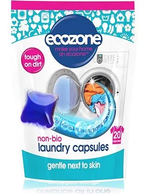 Ecozone Non Bio Laundry Capsules Highly Concentrated Washing Detergent Pods Effective Cleaning for Clothing & Fabrics Gentle Natural Eco Friendly Vegan Formula (22 Tabs) - B00ISVB6A6