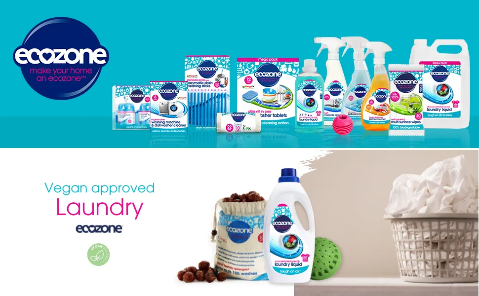 Ecozone Non Bio Laundry Capsules Highly Concentrated Washing Detergent Pods Effective Cleaning for Clothing & Fabrics Gentle Natural Eco Friendly Vegan Formula (22 Tabs) - Ecozone