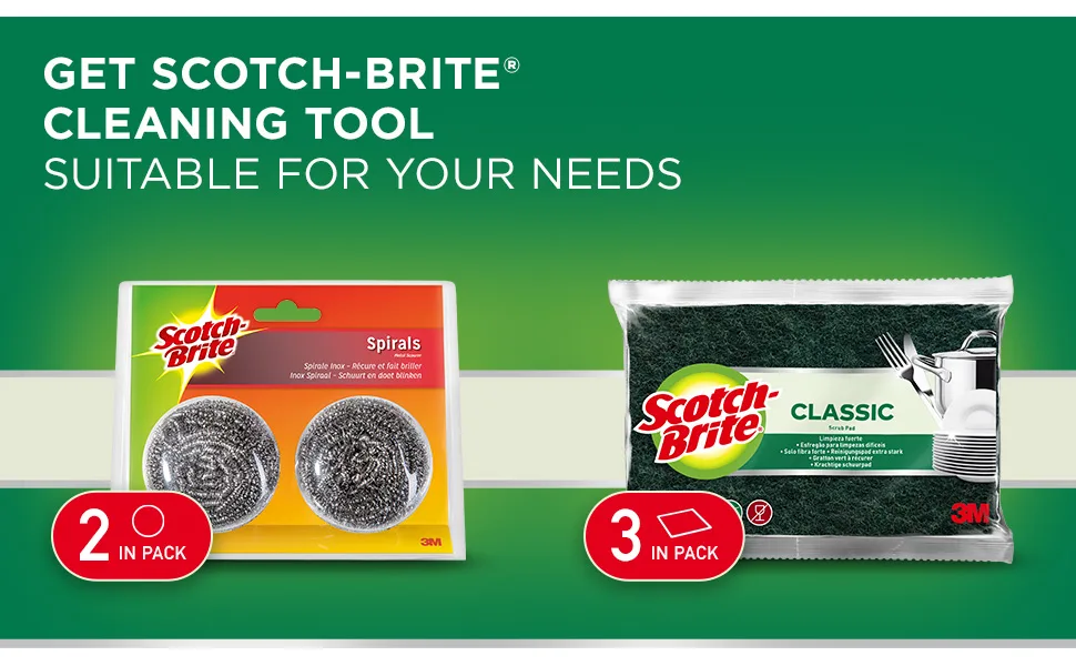 3M Scotch-Brite 43980 Duo Cleaning Sponges 2-Piece Grey Silver Stay fresh - KV87