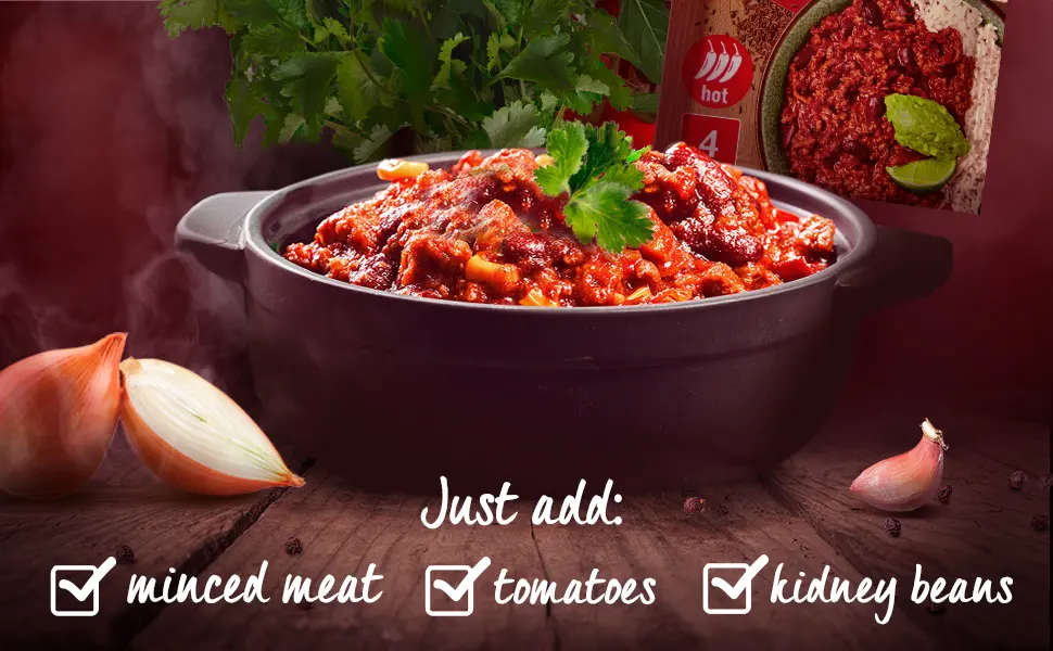 Schwartz Chilli Con Carne Mix - Just add: ✓ minced meat ✓ tomatoes ✓ kidney beans