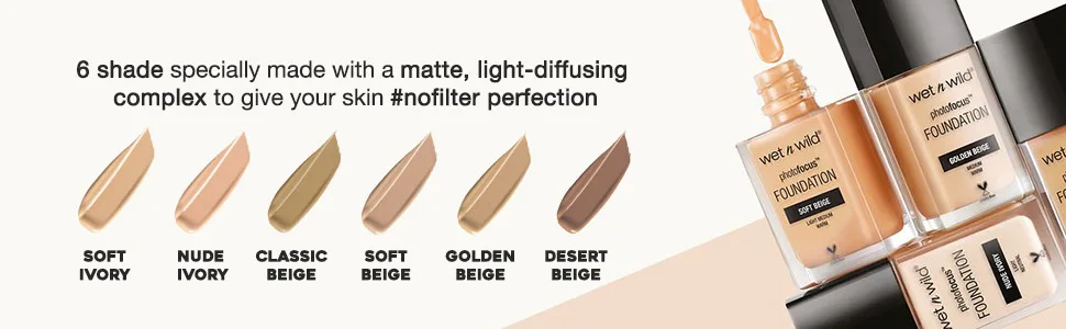 Wet 'n' Wild Photo Focus Foundation Matte High-coverage Foundation with Light-adjusting Complex for a White Cast-free Effect and a Camera-ready Makeup Matte Finish Vegan Soft Ivory One size - DEWY