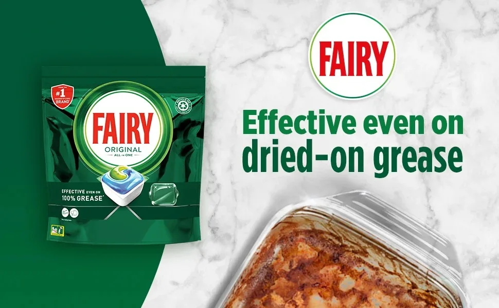 Fairy Original All-In-One Dishwasher Tablets Bulk Lemon 125 Tablets (25 x 5) - Fairy ADW Restage All in One Original