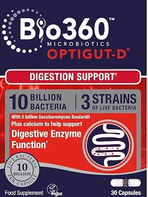 Natures Aid Bio360 OptiGUT-D (10 Billion Bacteria) from Natures Aid Digestion Support 30 Capsules Bio360 OptiGUT-D 30 Capsules - bio360 optigut-d
