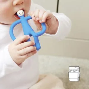 Matchstick Monkey Original Teether & Gel Applicator Silicone Easy To Grip BPA Free 3 Months Old+ 10.5 cm Blue Monkey Blue Monkey 3 Months Old+ 1 Original Monkey Teether - OMTB3