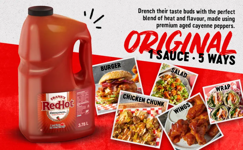 Frank's RedHot Buffalo Wings Sauce Authentic Flavour Blend of Heat & Spice Bulk Container 3.8L - product information 3