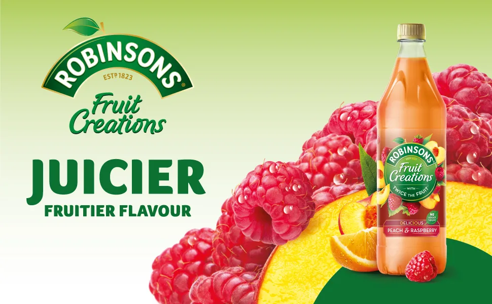 Robinsons Fruit Creations Real Fruit Squash Low Calorie Delicious Peach and Raspberry 20 Servings 1L Peach and Raspberry 1 l (Pack of 1) - Robinsons Fruit Creations