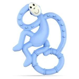 Matchstick Monkey Antimicrobial Silicone Teether Easy To Grip BPA Free 3 Months Old+ 10 cm Light Blue Mini Monkey Light Blue Monkey 3 Months Old+ 1 Mini Monkey Teether - MMLB2