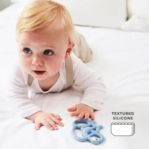 Matchstick Monkey Antimicrobial Silicone Teether Easy To Grip BPA Free 3 Months Old+ 10 cm Light Blue Mini Monkey Light Blue Monkey 3 Months Old+ 1 Mini Monkey Teether - MMLB4