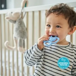 Matchstick Monkey Antimicrobial Silicone Teether Easy To Grip BPA Free 3 Months Old+ 10 cm Light Blue Mini Monkey Light Blue Monkey 3 Months Old+ 1 Mini Monkey Teether - MMLB5