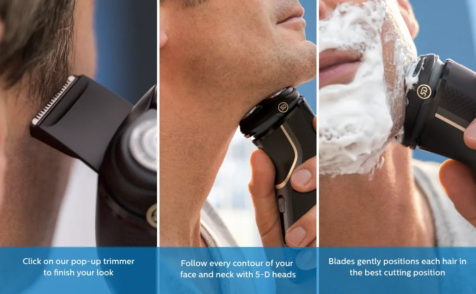 Philips Series 3000 Wet or Dry Men's Electric Shaver with a 5D Pivot & Flex Heads Noir Gold S3000 Gold - Module 4