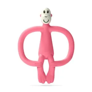 Matchstick Monkey Antimicrobial Silicone Teether & Gel Applicator Easy To Grip BPA Free 3 Months Old+ 11 cm Pink Monkey Pink Monkey 3 Months Old+ 1 Monkey Teether - MTP2