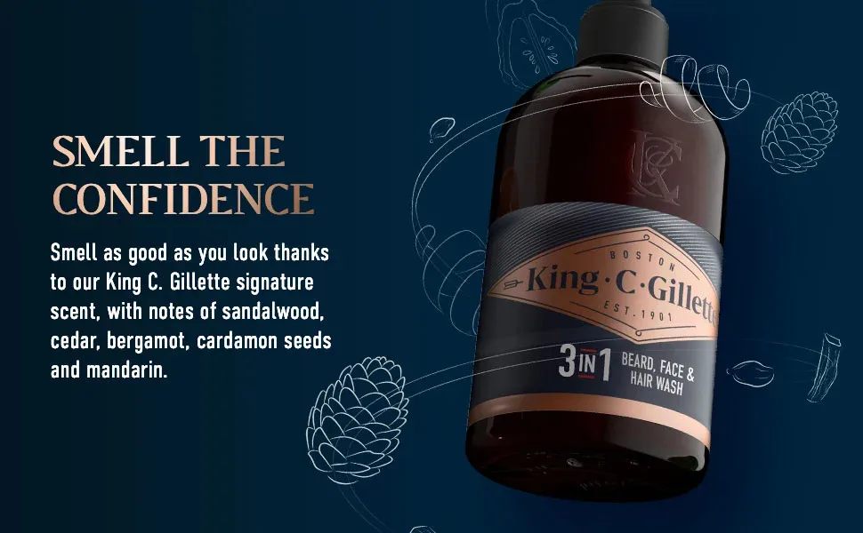 King C. Gillette Beard Shampoo & Face Wash 350 ml with Coconut Water Argan Oil & Avocado Oil Helps Beard Growth - product information 3