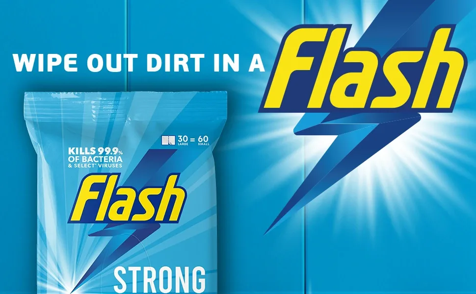 Flash Antibacterial Strong & Thick Cleaning Wipes Crisp Lemons 192 Extra Large Wipes (24 x 8) - Flash Wipes