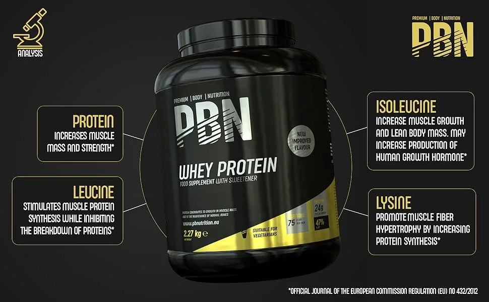 PBN - Premium Body Nutrition Whey Protein 2.27kg Vanilla New Improved Flavour - protein
