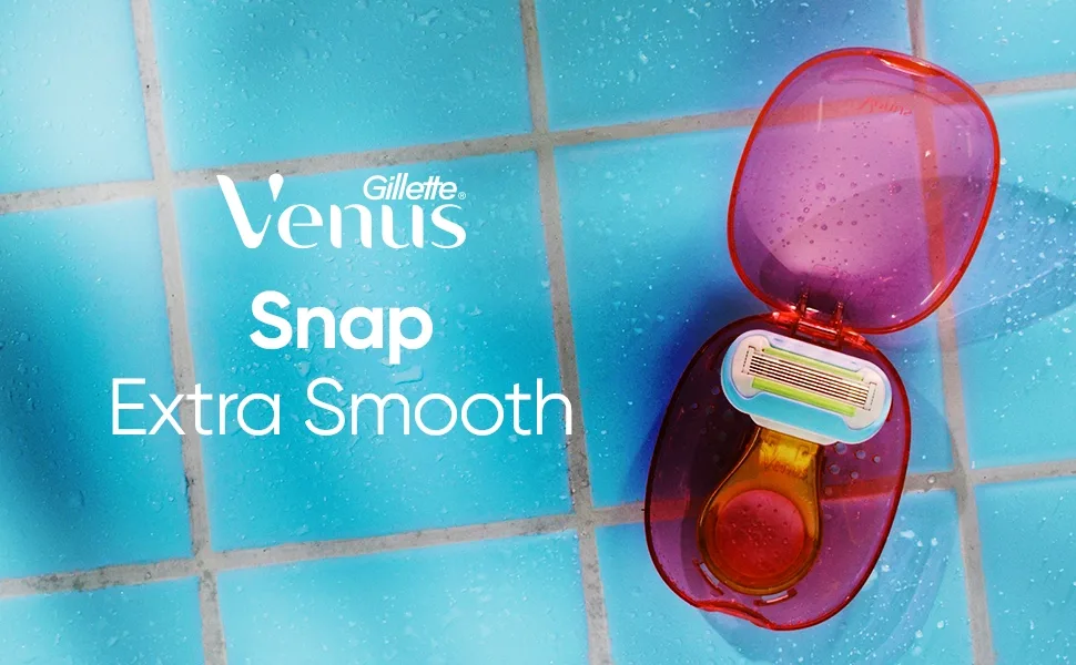 Gillette Venus Extra Smooth Snap Women's Razor + 1 Razor Blade Refills Mini Handle Lubrastrip with A Touch of Avocado Oils - Venus Extra Smooth Snap Pink Disposables