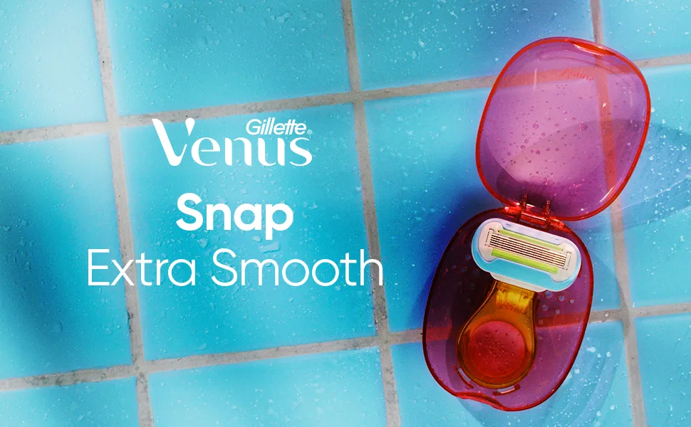 Gillette Venus Extra Smooth Snap Women's Razor + 3 Razor Blade Refills Mini Handle Lubrastrip with A Touch of Avocado Oils - Gillette Venus Snap Extra Smooth Orange