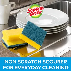Scotch-Brite Delicate Non-Scratch Sponge Scourer 12 Pieces - Ideal Everyday Washing up sponge use on Non-Stick Cookware and Glass Blue - Non Scratch Nailsaver sponge - product information 3