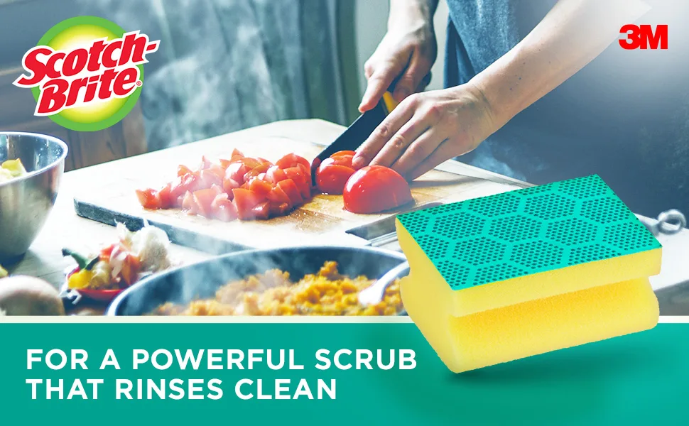 Scotch-Brite Fresh Heavy Duty Scrub Sponge 16 Pieces - Cleans Tough Messes without Trapping Food Green - Classic Stay fresh - product information 1