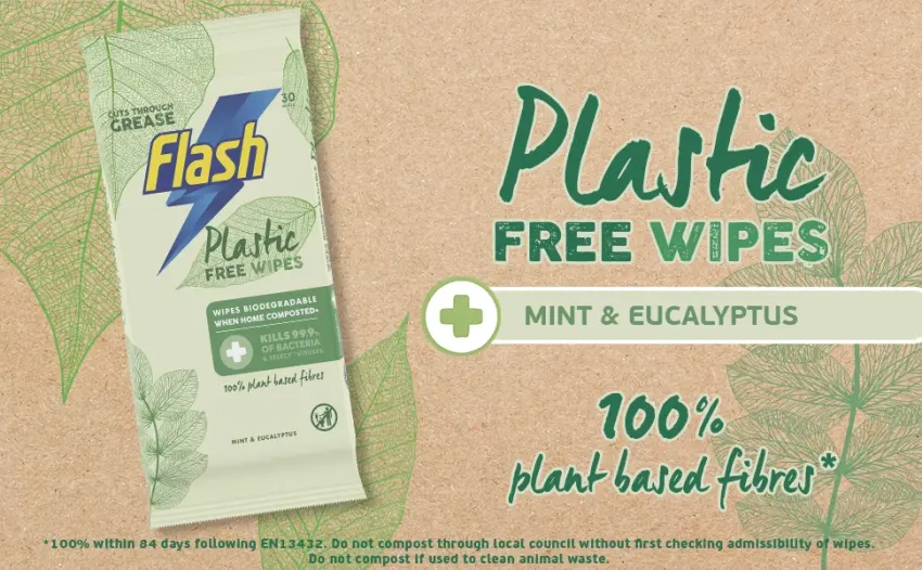 Flash Antibacterial Cleaning Wipes Blossom & Breeze 192 Extra Large Wipes (24 x 8) - Plastic Free Wipes