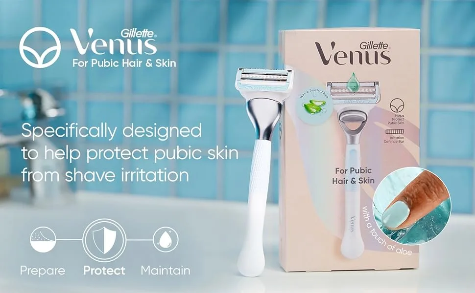 Gillette Venus Women's Razor + 1 Razor Blade Refill with Precision Trimmer Designed for Pubic Hair & Skin - product information 1