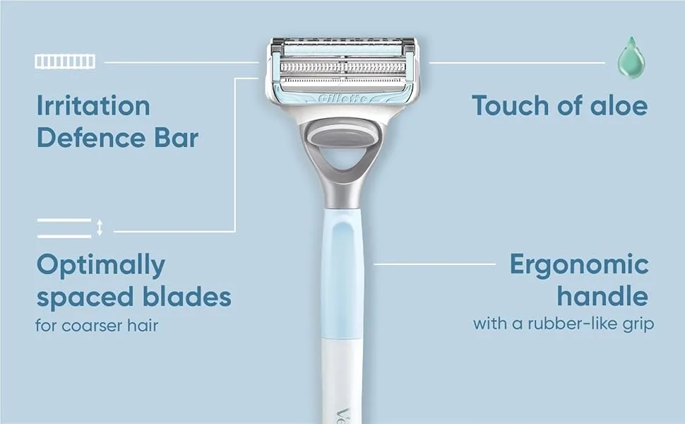 Gillette Venus Women's Razor + 1 Razor Blade Refill with Precision Trimmer Designed for Pubic Hair & Skin - product information 3