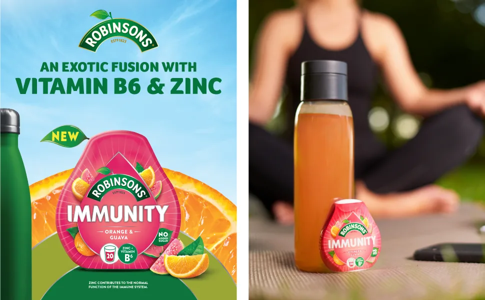 Robinsons Immunity Benefit Drops Orange & Guava with vitamin B6 and Zinc - 66ml Immunity 66 ml (Pack of 1) - Robinsons Benefit Drops Immunity