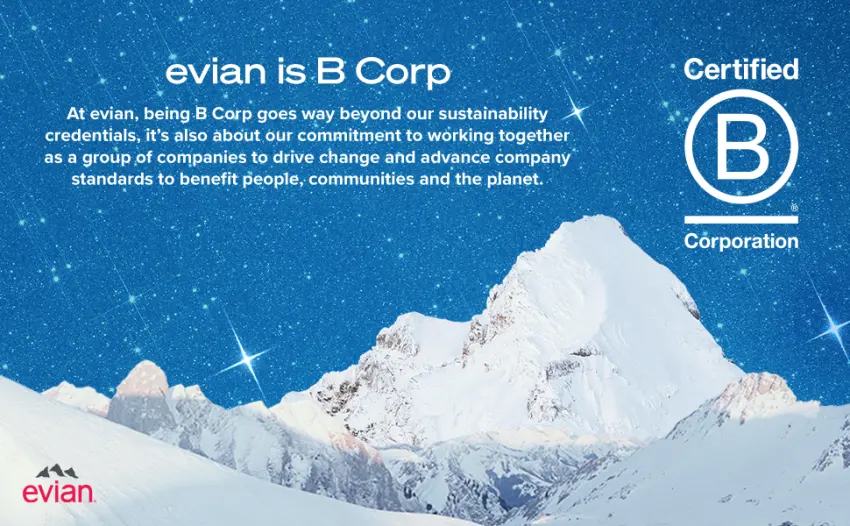 Evian Sparkling Natural Mineral Water 24 x 330ml - evian is B-corp