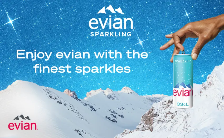 Evian Sparkling Natural Mineral Water 24 x 330ml - new header trial