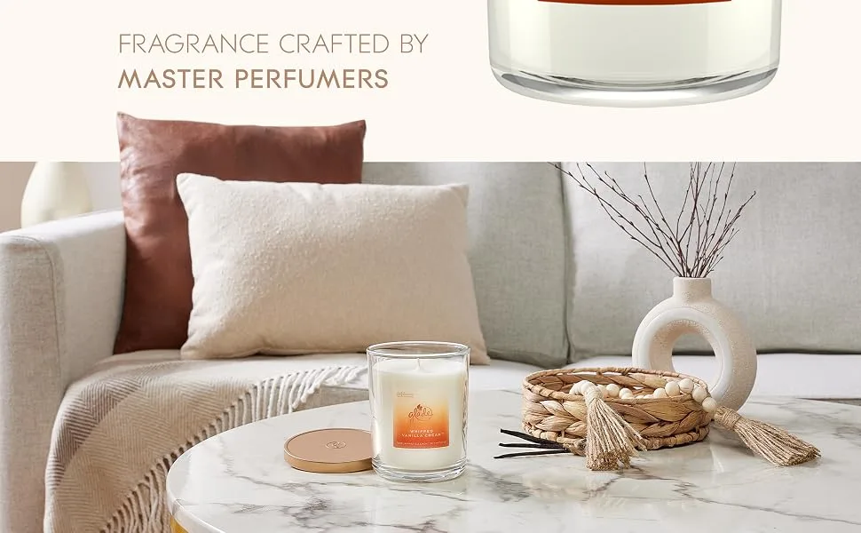 Glade Extra Large Scented Candle Home D cor Jar Candle Infused with Essential Oils 85 Hour Burn Time Whipped Vanilla Cream 454g - glade