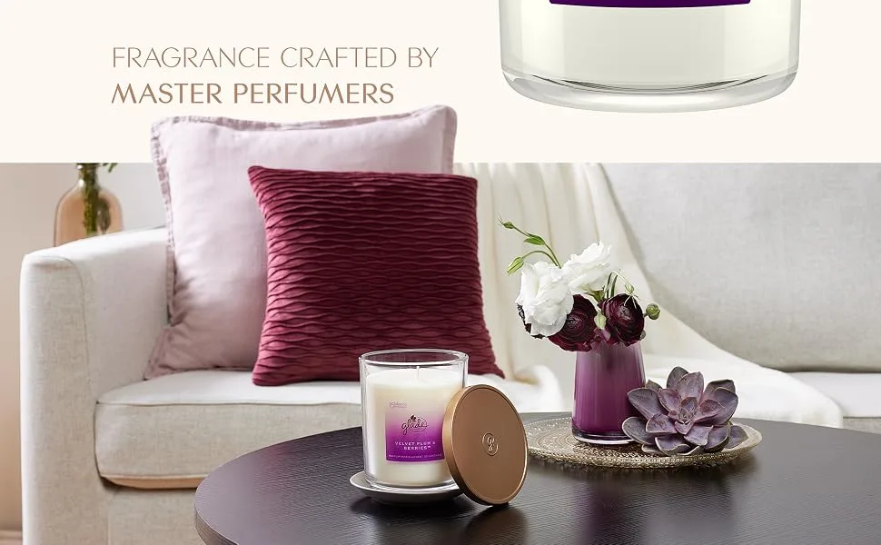 Glade Extra Large Scented Candle Home D cor Jar Candle Infused with Essential Oils 85 Hour Burn Time Velvet Plum & Berries 454g - glade
