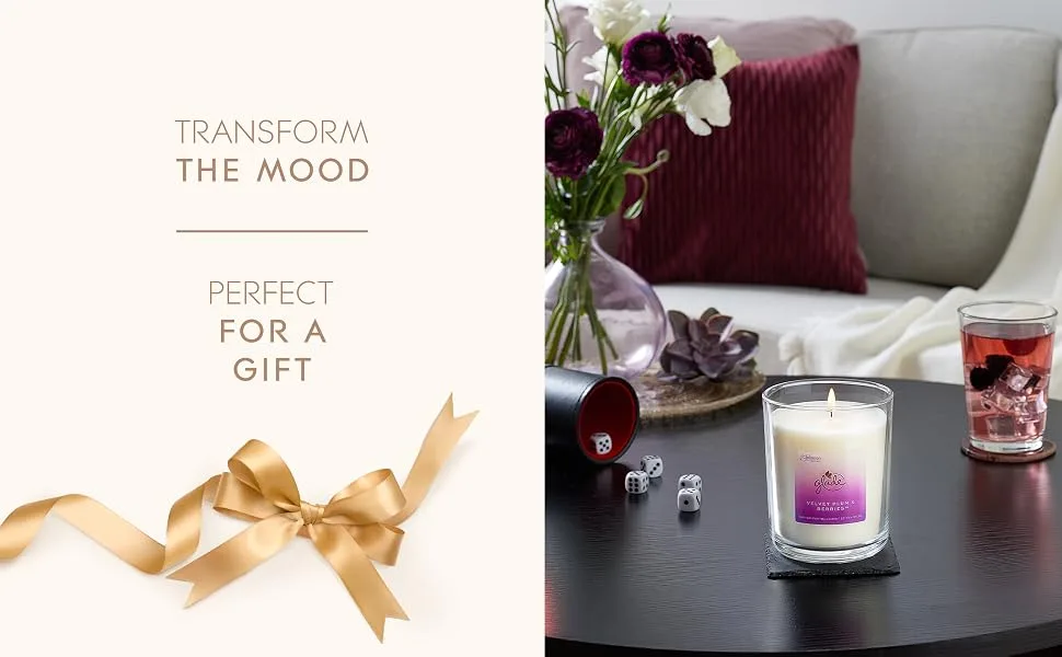 Glade Extra Large Scented Candle Home D cor Jar Candle Infused with Essential Oils 85 Hour Burn Time Velvet Plum & Berries 454g - glade