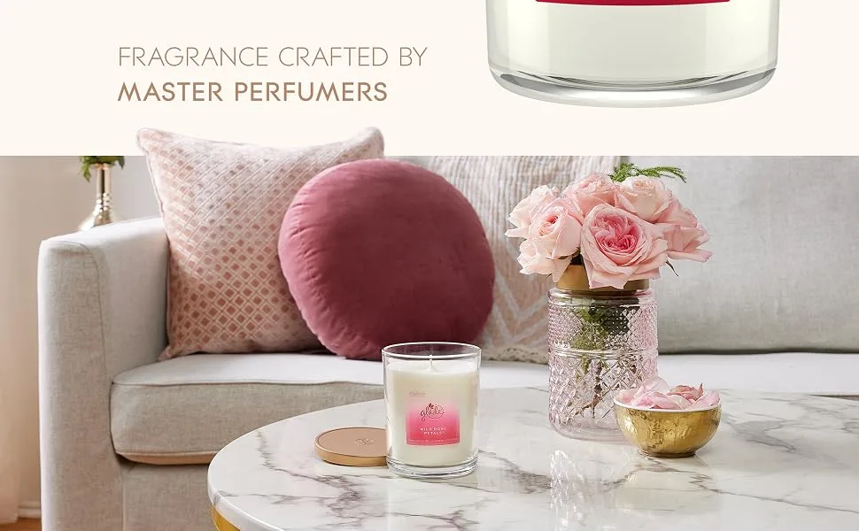 Glade Extra Large Scented Candle Home D cor Jar Candle Infused with Essential Oils 85 Hour Burn Time Wild Rose Petals 454g - glade