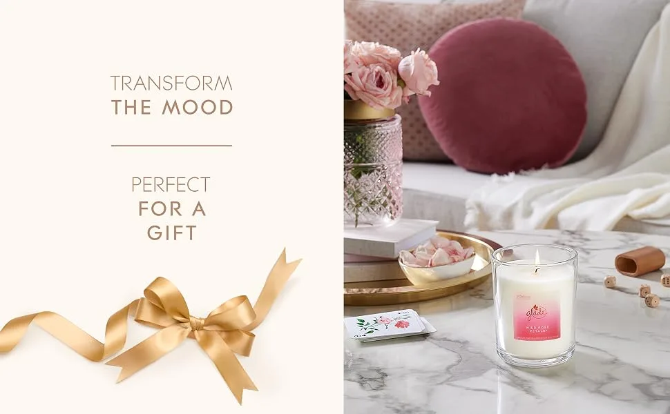Glade Extra Large Scented Candle Home D cor Jar Candle Infused with Essential Oils 85 Hour Burn Time Wild Rose Petals 454g - glade