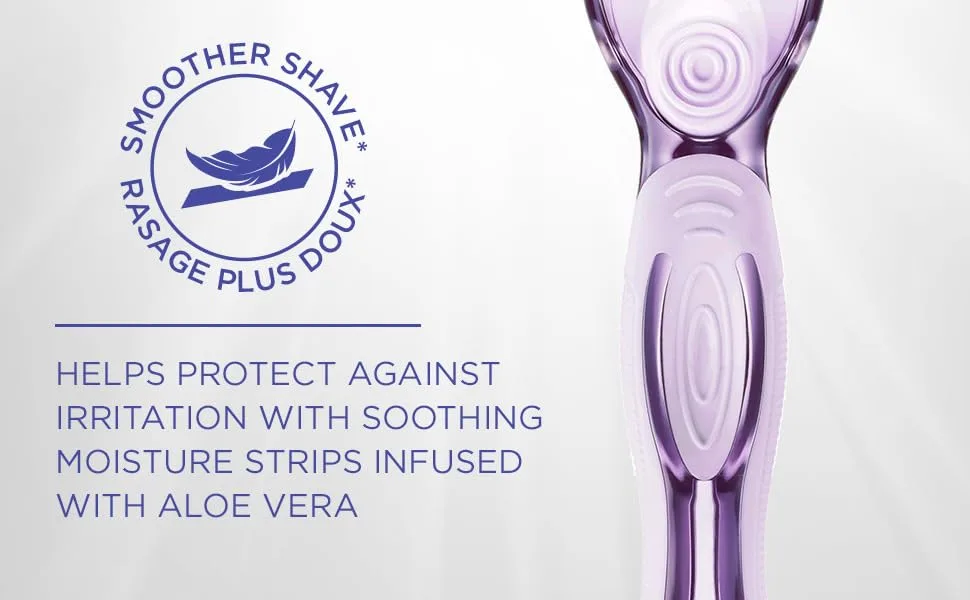 Bic Click 5 Soleil Refillable Women's Razor 40% Recycled Plastic Handle with Rubber Grip 10 x 3-Blade Refills Lubricating Strip - Bundle of 1+10 Purple 1 Handle + 10 Refills - product information 2