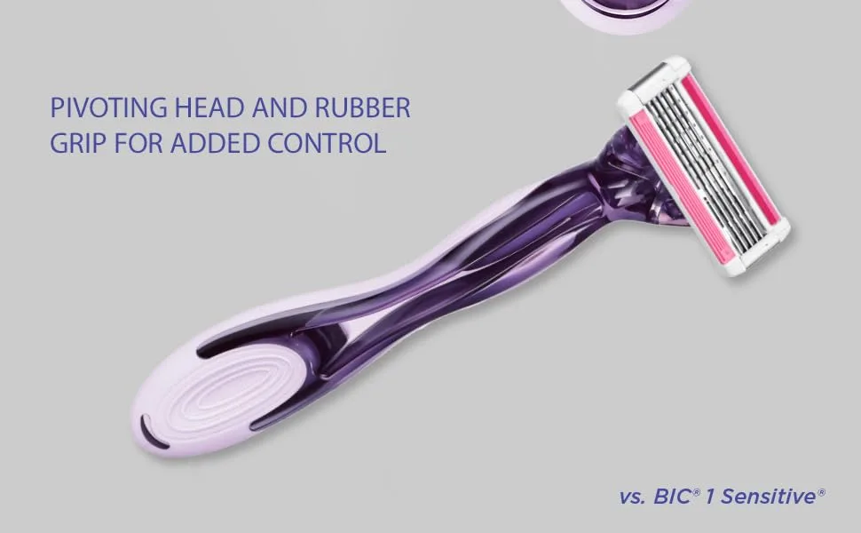 Bic Click 5 Soleil Refillable Women's Razor 40% Recycled Plastic Handle with Rubber Grip 10 x 3-Blade Refills Lubricating Strip - Bundle of 1+10 Purple 1 Handle + 10 Refills - product information 4