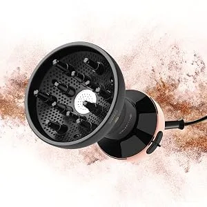 Bellissima Ceramic Diffon Hot Air Diffuser for Curly Hair (2 Air/Temperature Combinations Gentle Heat Technology Frizz-Free Curls Diffuser and Hairdryer in a Single Tool) 700W UK Plug Diffon Ceramic Black/Rosegold - Diffon