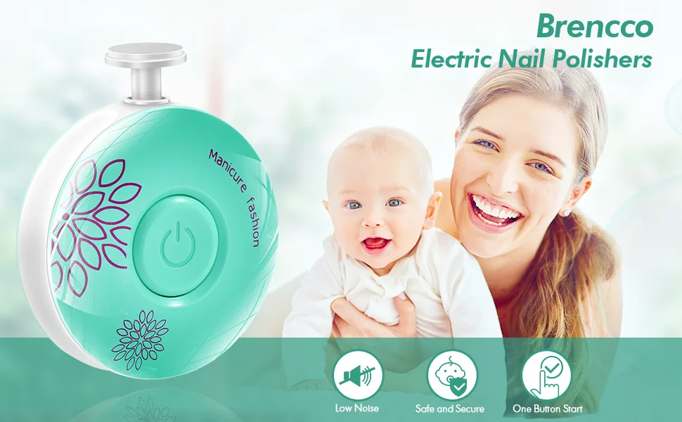 Brencco Electric Nail File for Baby with Six Interchangeable Grinding Heads Low Noise Newborn Nail Trimmer - Nail Care