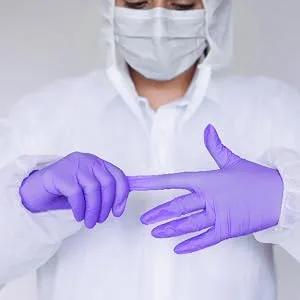 Meditrade Nitrile Examination Gloves - Medium Powder Free Hypoallergenic Heavy Duty Long Cuff Ambidextrous Disposable for Any Sector Bulk Buy (Medium) (Violet) - Meditrade