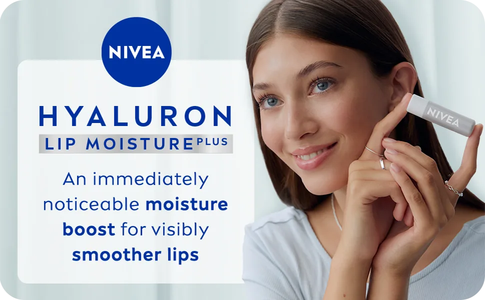 NIVEA Hyaluron Moisture Plus Lip Balm (5.2g) Ultra-Light Lip Balm Stick with Hyaluronic Acid Provides 24H Moisture and Visibly Smoother Lips - hyaluron