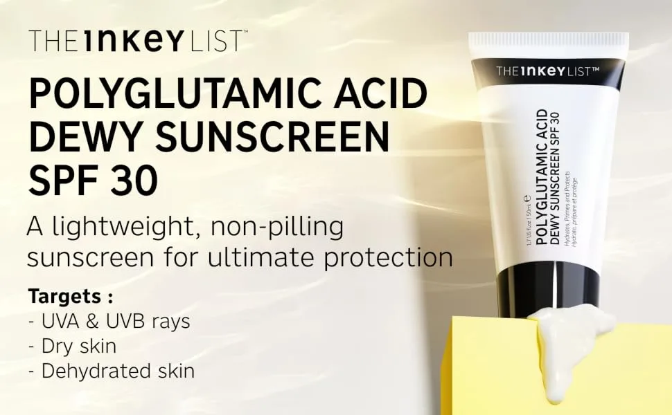 The INKEY List Polyglutamic Acid Dewy Sunscreen SPF30 50ml Single - The INKEY List Polyglutamic Acid Dewy Sunscreen SPF30, 50ml
