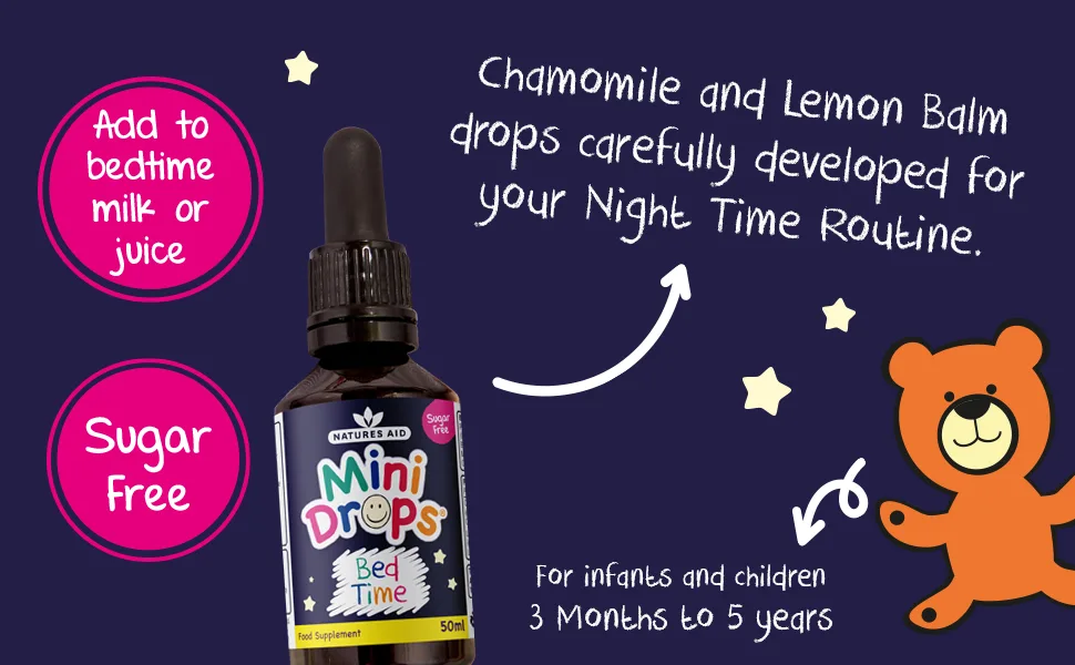 Natures Aid Bed Time Mini Drops for Children 3 Months - 5 Years 50ml - Mini Drops, Mini Drops Bed Time, Kids Vitamins, Childrens Supplements