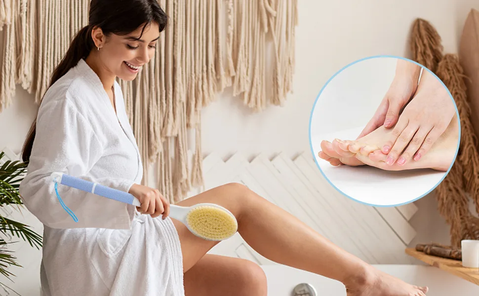 HORJOR Back Scrubber Brush Shower Brush with Long Handle Exfoliating Back Brush Wet or Dry Bath Brush for Men Women - product information 6