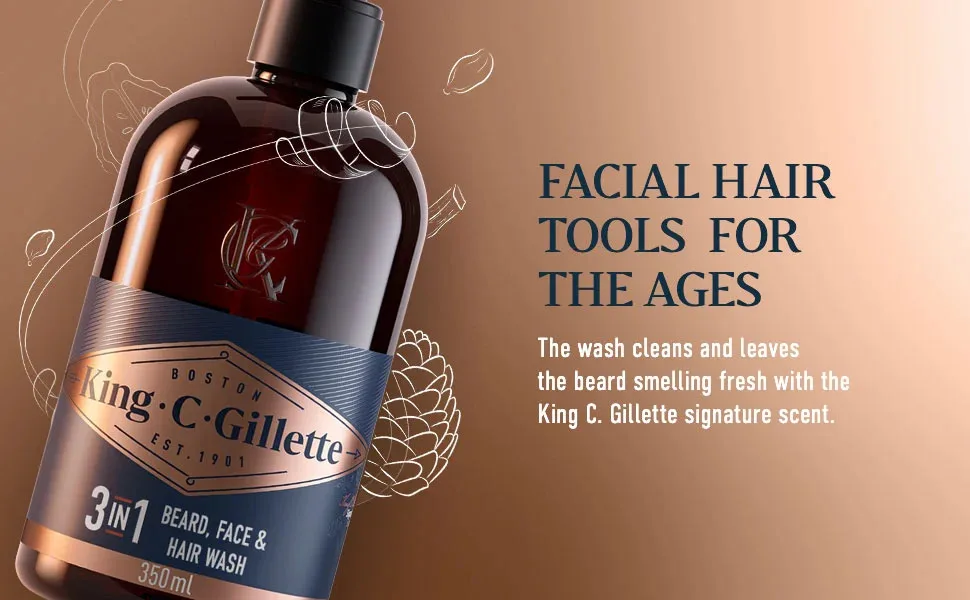 King C. Gillette Men's Perfect Style Beard Kit Gift Set with Trimmer and Beard and Face Wash - product information 2