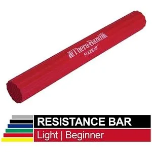 THERABAND Resistance FlexBar for Men and Women Strength Grip and Elbow Training and Pain Relief Home Gym Equipment Intermedium Level Red Light Light Red - Light - product information 2