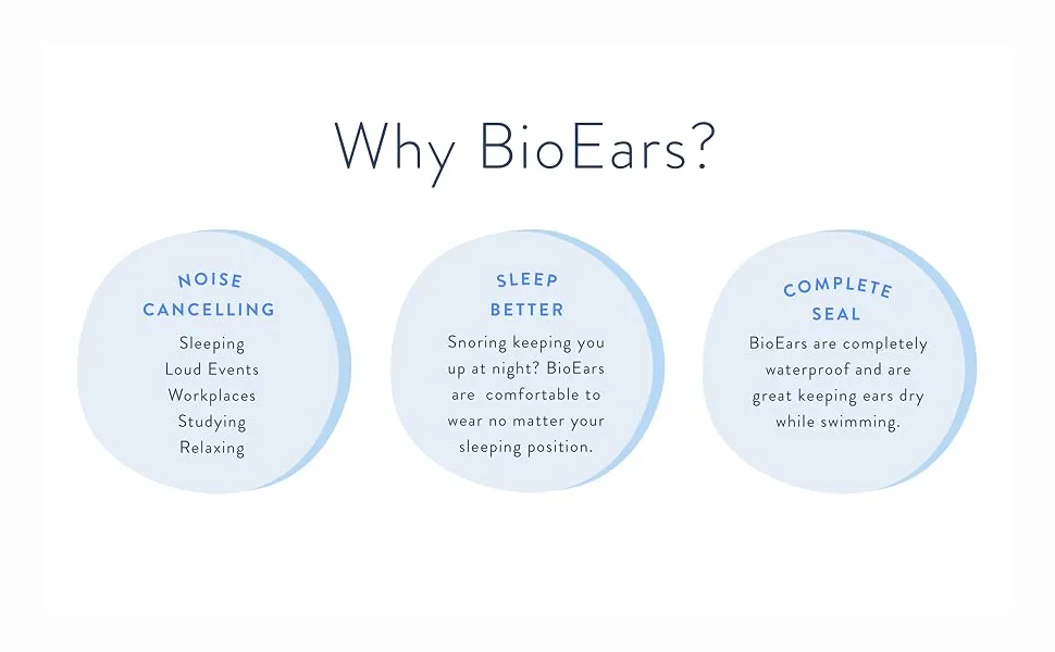 BioEars Soft Silicone Earplugs with ACTIValoe. Premium silicone. Protection from Water and Noise 3 Count (Pack of 1) - BioEars help reduce noise, allow for better sleep, and provide a complete seal in your ear.