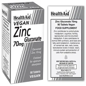 HealthAid Zinc Gluconate 70mg - 90 Tablets - product information 2